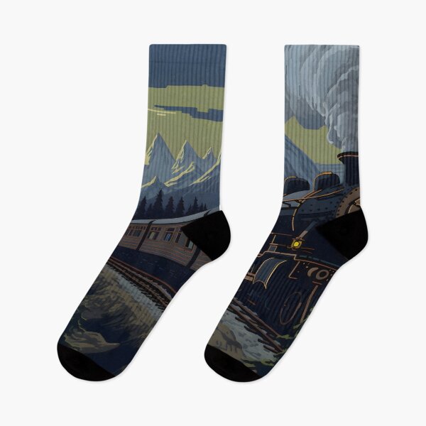 Item preview, Steam Train Journey Through Moonlit Mountains designed and sold by GreenInkXpress.