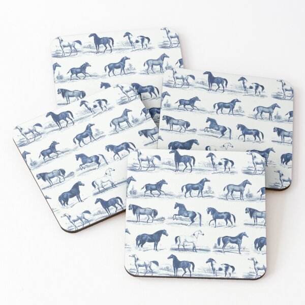 Item preview, Elegant Vintage Blue Horse Breeds Toile Pattern designed and sold by tanjica.