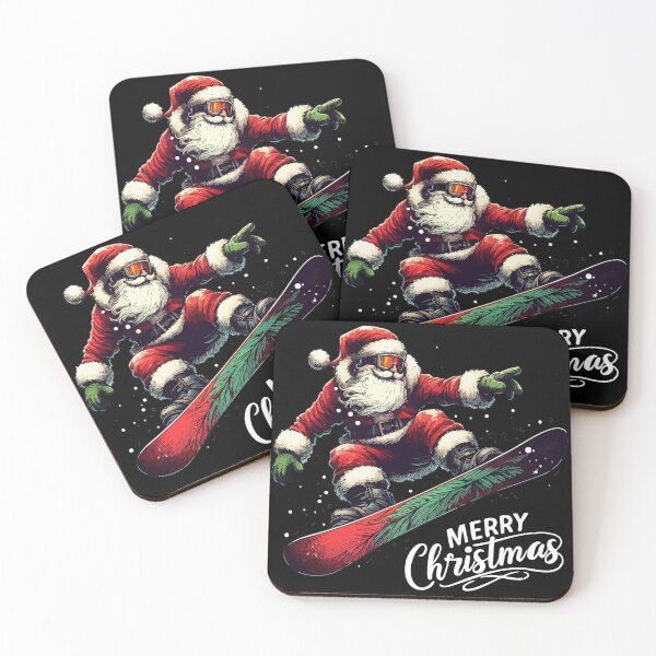 Artikelvorschau, Weihnachtsmann Snowboarder Frohe Weihnachten entworfen und verkauft von TomFrontierArt.