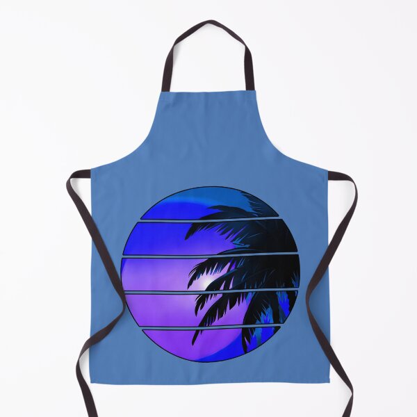 Item preview, Retro Moon Retro Palm Tree Fronds and Sky AI Art - Blue with black edge designed and sold by Beachy.
