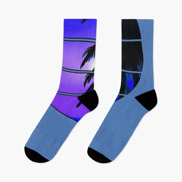 Item preview, Retro Moon Retro Palm Tree Fronds and Sky AI Art - Blue with black edge designed and sold by Beachy.