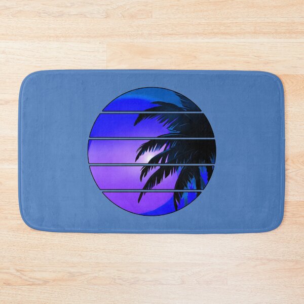 Item preview, Retro Moon Retro Palm Tree Fronds and Sky AI Art - Blue with black edge designed and sold by Beachy.