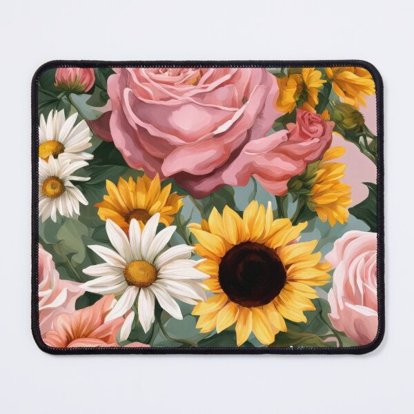 Item preview, Serene Floral Design with Roses, Daisies, and Sunflowers in Soft Pinks and Yellows designed and sold by Jasava Shop.