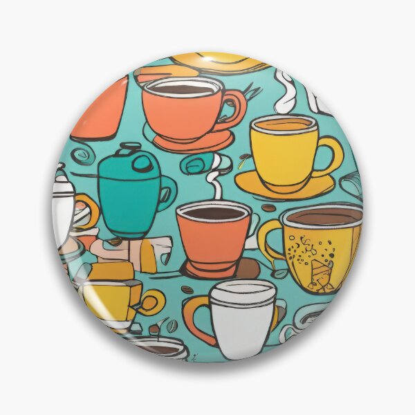 Item preview, Playful Hand-Drawn Doodles of Coffee Cups, Notebooks, and Pens in Bright Colors designed and sold by Jasava Shop.