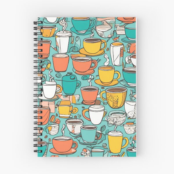 Item preview, Playful Hand-Drawn Doodles of Coffee Cups, Notebooks, and Pens in Bright Colors designed and sold by Jasava Shop.