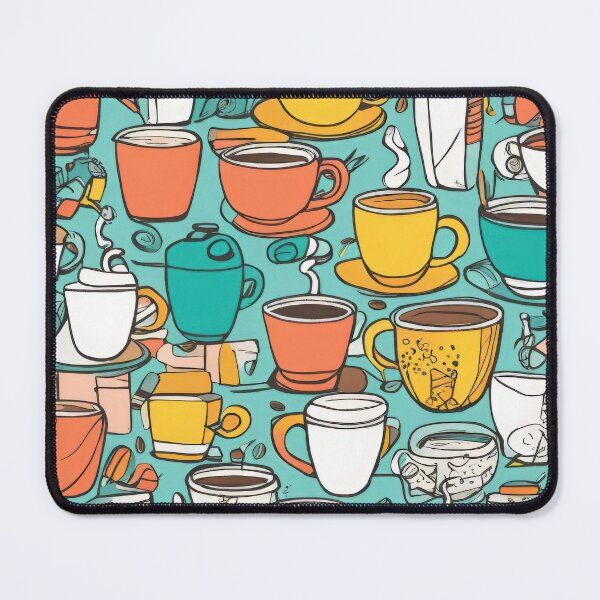 Item preview, Playful Hand-Drawn Doodles of Coffee Cups, Notebooks, and Pens in Bright Colors designed and sold by Jasava Shop.