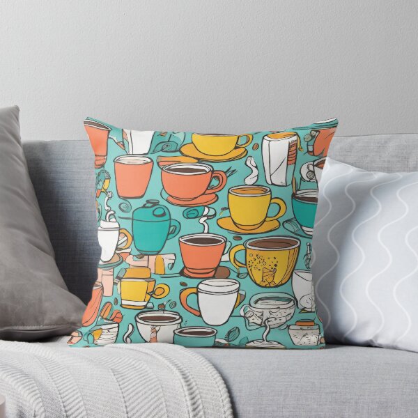 Item preview, Playful Hand-Drawn Doodles of Coffee Cups, Notebooks, and Pens in Bright Colors designed and sold by Jasava Shop.