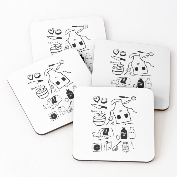 Item preview, Cute Baking Essentials: Black & White Illustration Set designed and sold by RM-Journey.