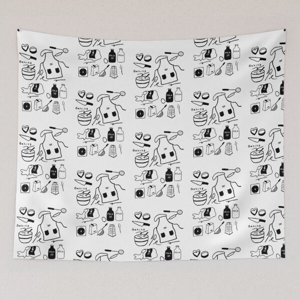 Item preview, Cute Baking Essentials: Black & White Illustration Set designed and sold by RM-Journey.