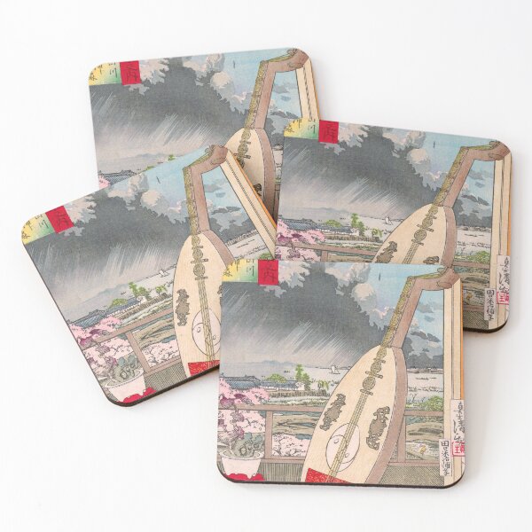 Item preview, View of Sumida River with Biwa by Kobayashi Kiyochika designed and sold by Kina-design.
