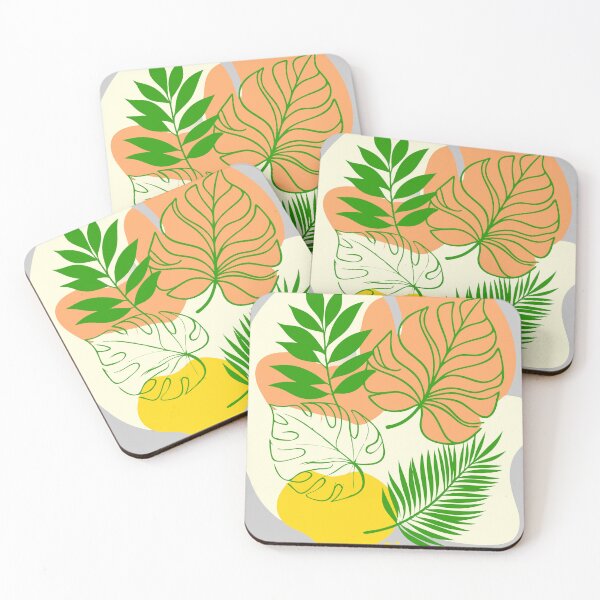 Item preview, Abstract Palm Leaves with Soft Pastel Blobs designed and sold by VikArtStudio.
