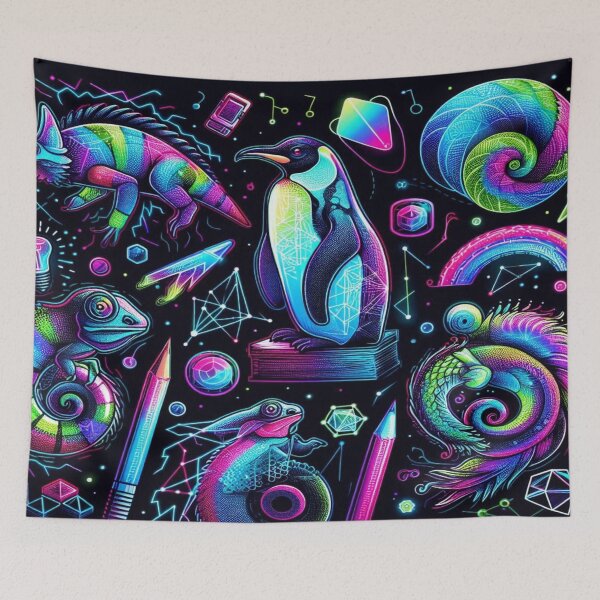 Item preview, Holographic Penguins and Vibrant Chameleons with Lightning Threads designed and sold by Imaginarium of Chaos falcon88 .