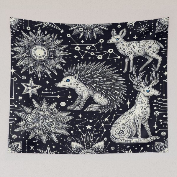 Item preview, Cybernetic Hedgehogs and Galactic Deer with Starburst Trails designed and sold by Imaginarium of Chaos falcon88 .