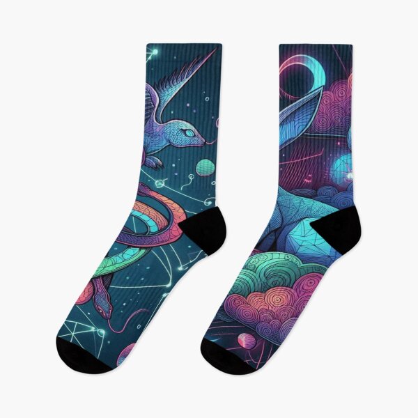 Item preview, Geometric Snakes and Floating Rabbits in Neon Cloud Mazes designed and sold by Imaginarium of Chaos falcon88 .