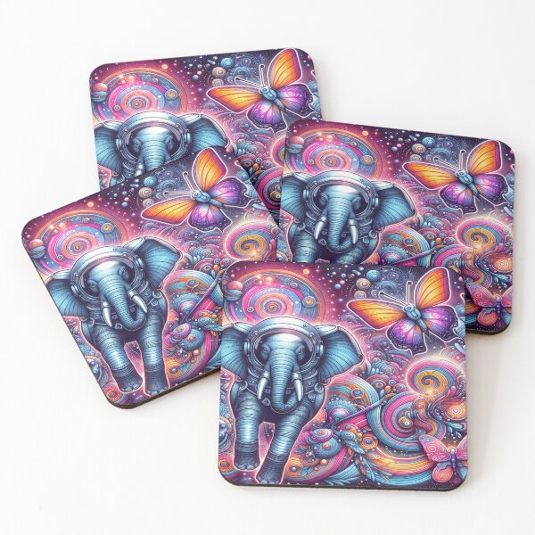 Item preview, Astronaut Elephants and Holographic Butterflies in Cosmic Vortexes designed and sold by Imaginarium of Chaos falcon88 .