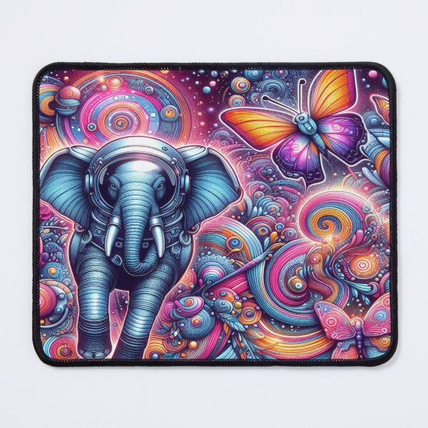 Item preview, Astronaut Elephants and Holographic Butterflies in Cosmic Vortexes designed and sold by Imaginarium of Chaos falcon88 .