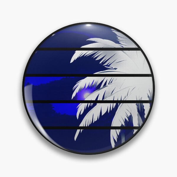 Item preview, Retro Moon Retro Palm Tree Fronds AI Art - Blue and White designed and sold by Beachy.