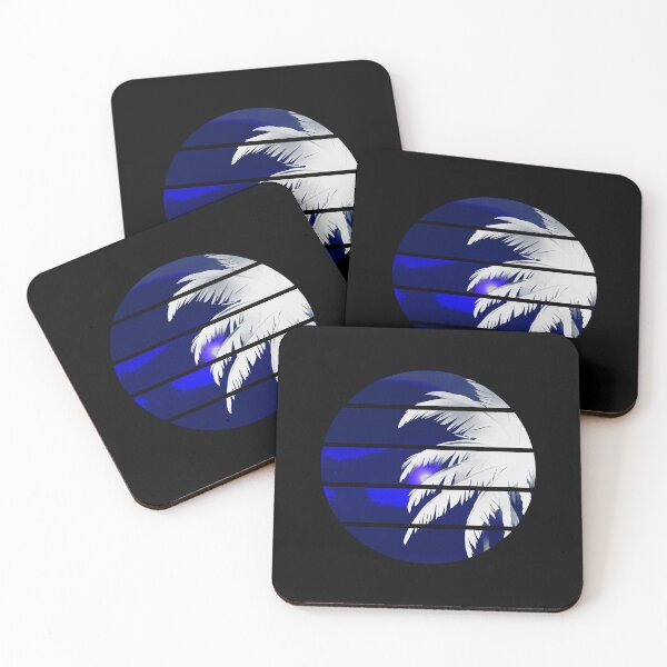 Item preview, Retro Moon Retro Palm Tree Fronds AI Art - Blue and White designed and sold by Beachy.