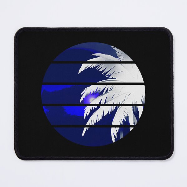 Item preview, Retro Moon Retro Palm Tree Fronds AI Art - Blue and White designed and sold by Beachy.