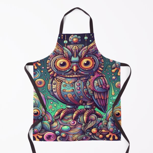 Item preview, Retro Robot Owls and Bioluminescent Frogs with Neon Aura Waves designed and sold by Imaginarium of Chaos falcon88 .