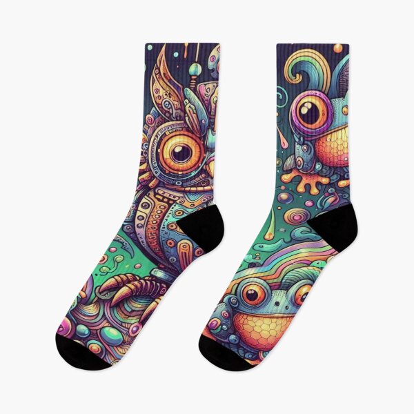 Item preview, Retro Robot Owls and Bioluminescent Frogs with Neon Aura Waves designed and sold by Imaginarium of Chaos falcon88 .