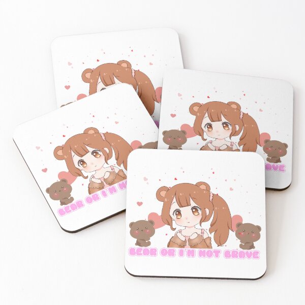 Item preview, bear or i´m not brave - Super Kawaii Chibi Bear Girl Illustration designed and sold by LWOI.