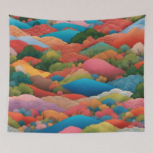Item preview, Vibrant Multicoloured Landscape with Flowing Hills designed and sold by RaiyaTees.