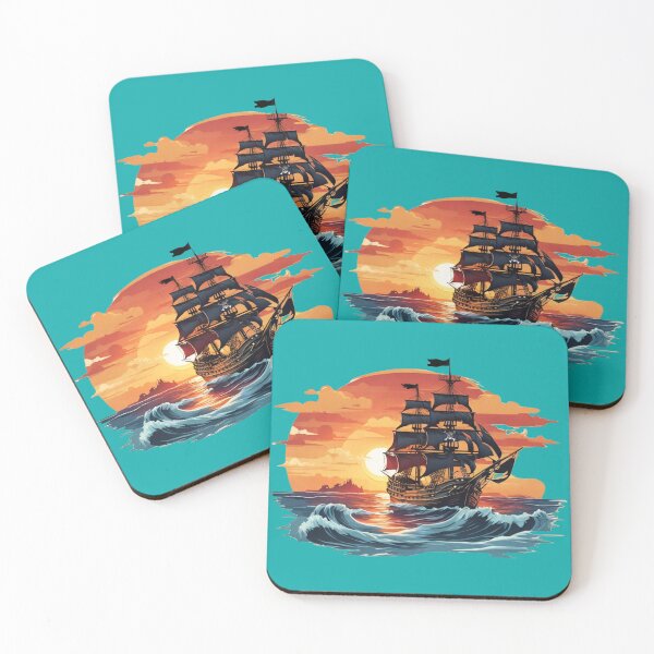 Item preview, Sunset Battle of Pirate Ships designed and sold by NiRia Spot.