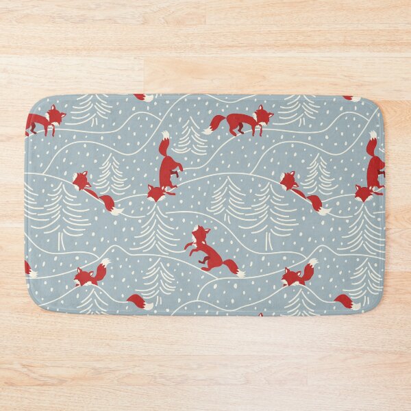 Item preview, Red fox playing in the snow - woodland at winter - muted blue designed and sold by bala-sabina.
