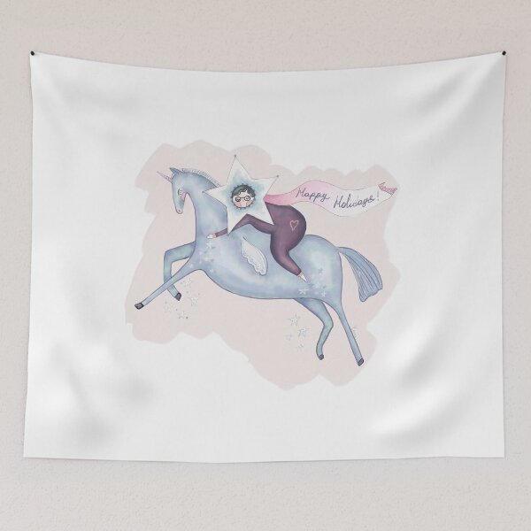 Item preview, Holiday Illustration with Unicorn and Star designed and sold by YanaaS.