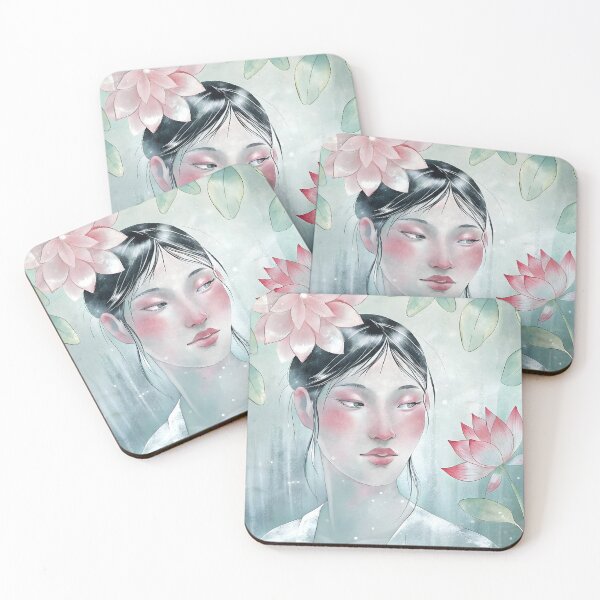 Item preview, The image shows a serene woman surrounded by lotus flowers and soft, dreamy tones. designed and sold by PholPol1959.