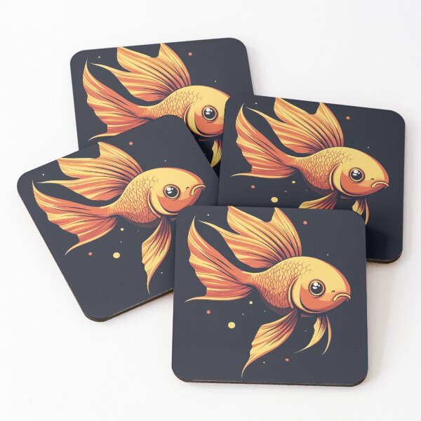 Artikelvorschau, Elegante Goldfisch-Illustration mit fließenden Flossen - Wasserkunstwerk entworfen und verkauft von Creet-Design.