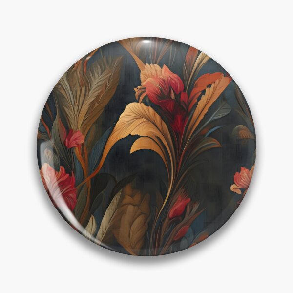 Item preview, Autumn Nights, Crimson and Gold Floral Pattern, Timeless Botanical Design, Moody Rustic Flower Elegance, Luxury Deep Earth Tones Wall Art designed and sold by Kintsugi99.