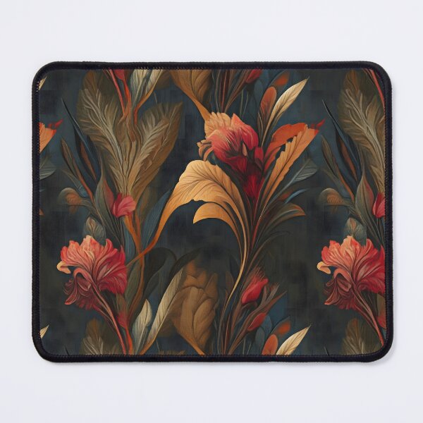 Item preview, Autumn Nights, Crimson and Gold Floral Pattern, Timeless Botanical Design, Moody Rustic Flower Elegance, Luxury Deep Earth Tones Wall Art designed and sold by Kintsugi99.