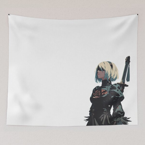 Item preview, Mysterious Android Warrior with Katana - 2B Inspired Art designed and sold by KazyWeeb.