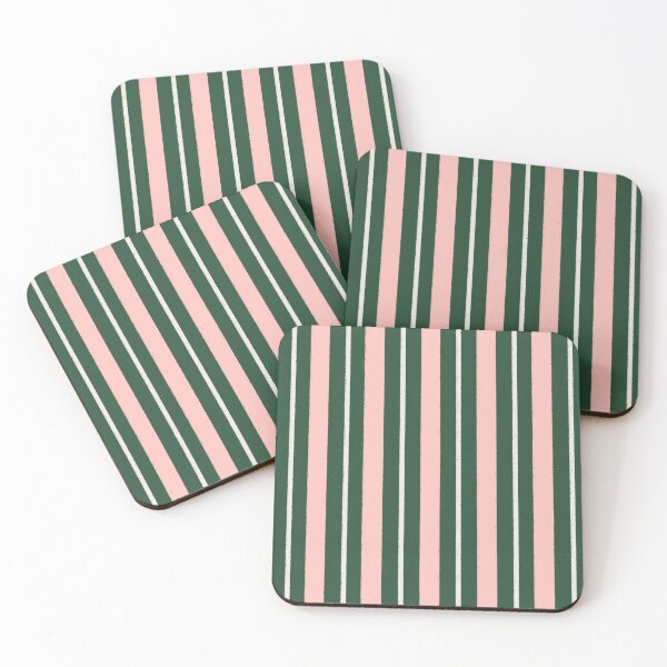 Item preview, Holiday festive stripes - Dark green and pink designed and sold by Illustrated by Nat.