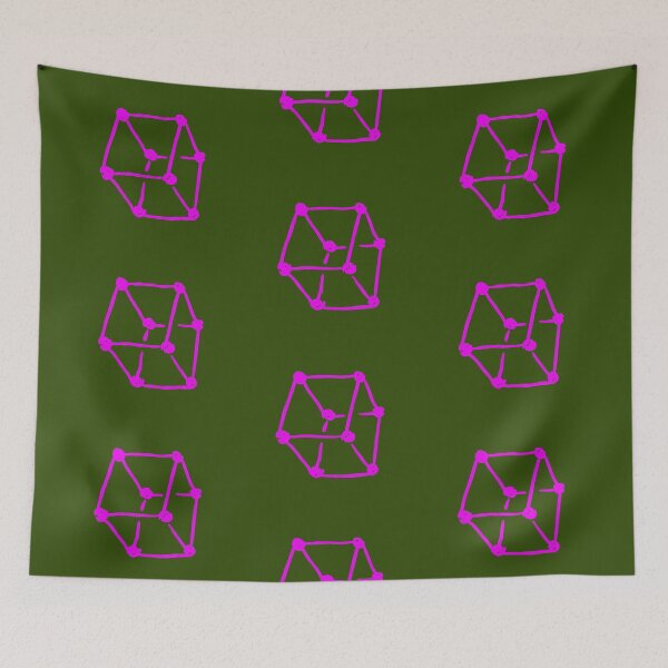 Item preview, Pink Retro Cube  Olive Green designed and sold by MagentaTwilight.