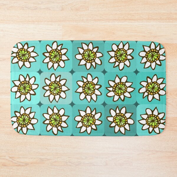 Item preview, Chunky White Hand Drawn Fantasy Flowers on Aqua Pattern designed and sold by schorrnuff.