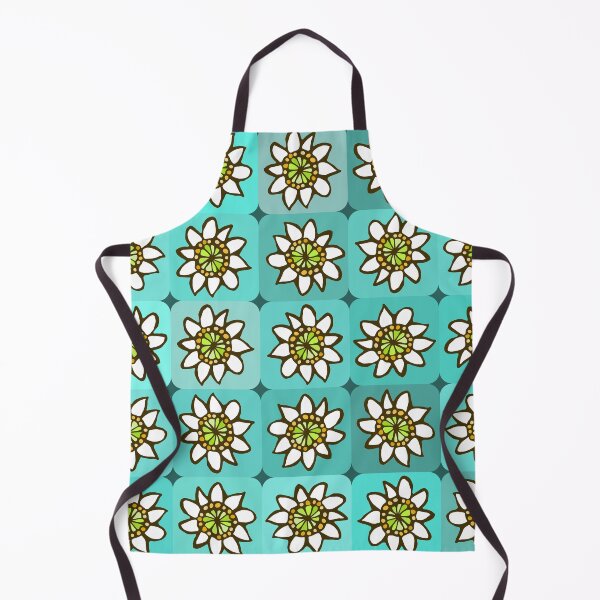 Item preview, Chunky White Hand Drawn Fantasy Flowers on Aqua Pattern designed and sold by schorrnuff.