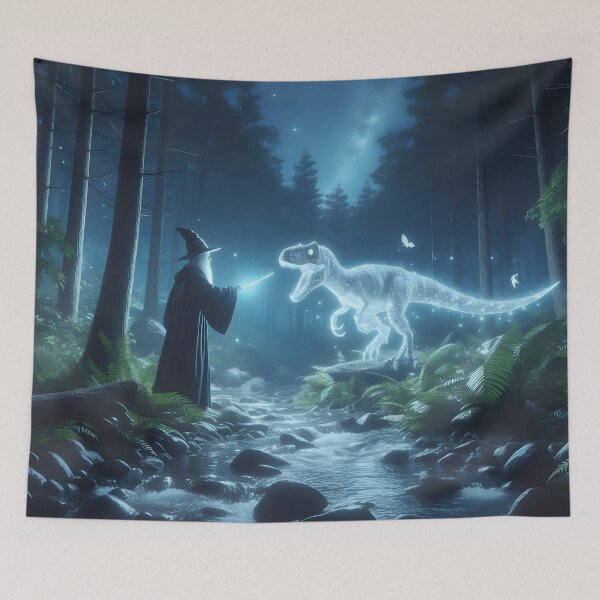 Item preview, Enchanted Forest Wizard Conjuring a Spell at Night designed and sold by PandaTShirtShop.