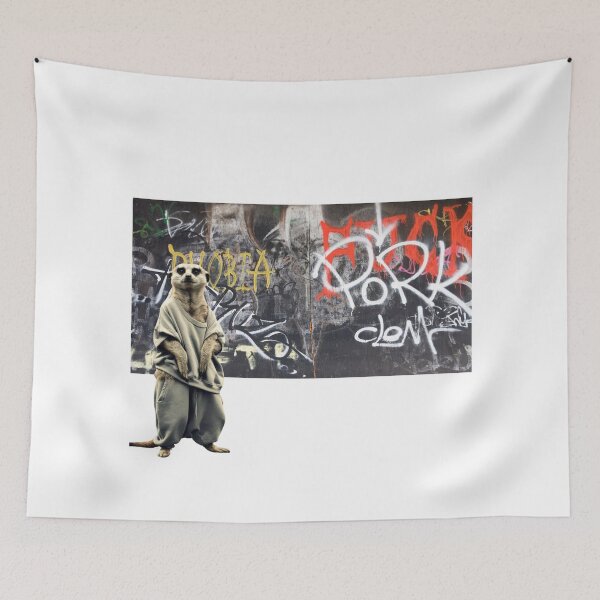 Item preview, Meerkat Suricatta urban style with graffiti wall background. Graffiti, Hip Hop. designed and sold by StyleFused.