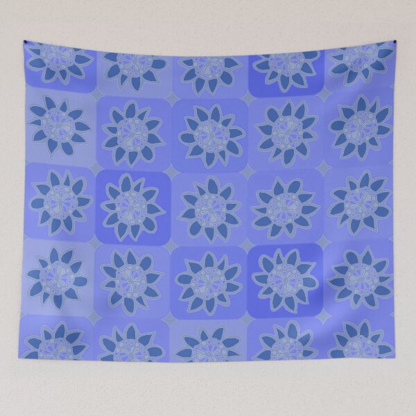 Item preview, Cool Blues Batik Hand Drawn Floral Pattern designed and sold by schorrnuff.