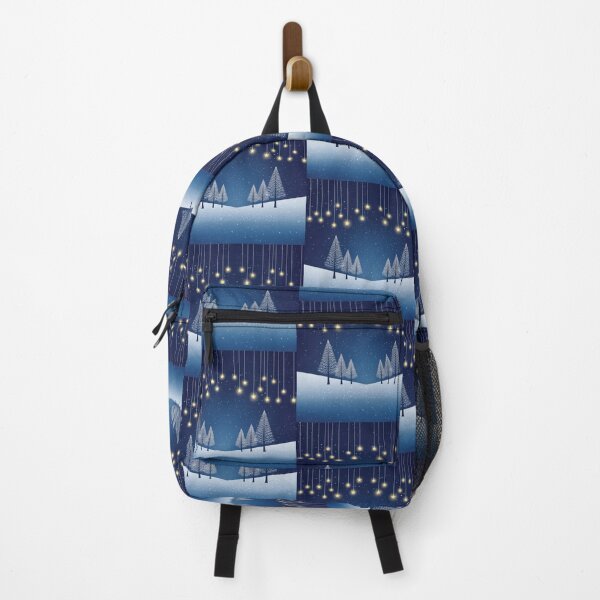 Item preview, A Glowing Christmas lights strung in snow-covered trees under a starry night design. designed and sold by HEMRO.