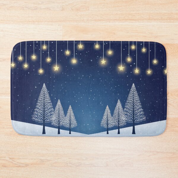 Item preview, A Glowing Christmas lights strung in snow-covered trees under a starry night design. designed and sold by HEMRO.