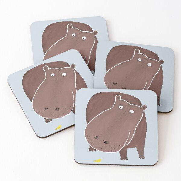 Item preview, Cute Hippo with Small Yellow Bird Illustration by Carla Daly designed and sold by Carla Daly.