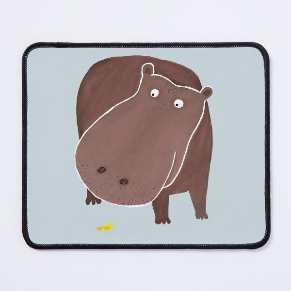 Item preview, Cute Hippo with Small Yellow Bird Illustration by Carla Daly designed and sold by Carla Daly.