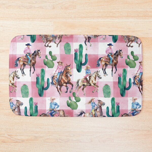 Item preview, Vaqueros y vaqueras sobre acuarela de cuadros vichy rosas designed and sold by SophieClimaArt.