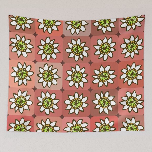 Item preview, Brick Red Hand Drawn White Daisy Floral Pattern designed and sold by schorrnuff.