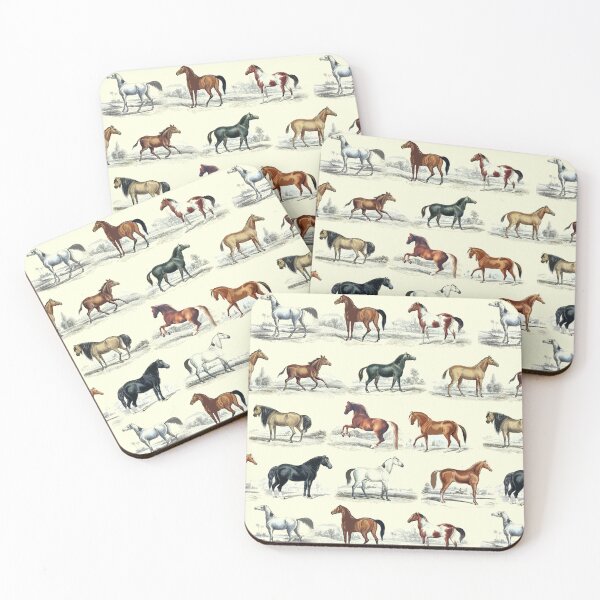 Item preview, Elegant Vintage Horse Breeds Toile Pattern on Beige designed and sold by tanjica.