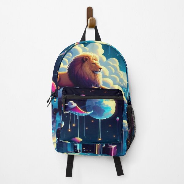 Item preview, Pixel Sky Kingdom with Cloud Lions and Neon Hawks designed and sold by Imaginarium of Chaos falcon88 .